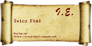 Ivicz Etel névjegykártya